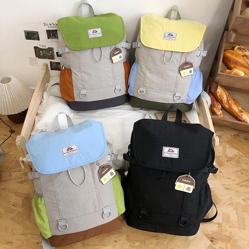 Unisex Stylish Colorblock Backpack: Lightweight, Trendy, and Versatile Student Bookbag