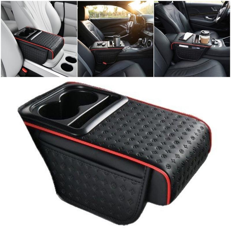 Leather Car Center Console Cover Comfort Armrest Pad Easy Installation Storage Box for Driving Fatigue Reduction
