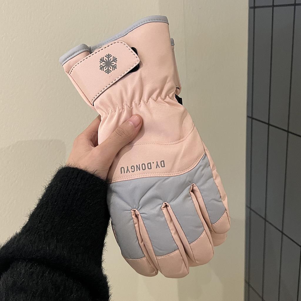 Damskie zimowe rękawice do jazdy, pluszowe i pogrubiane, aby utrzymać ciepło, wiatroodporne, mrozoodporne i wodoodporne, z ekranem dotykowym, pięciopalcowe, w stylu dla par