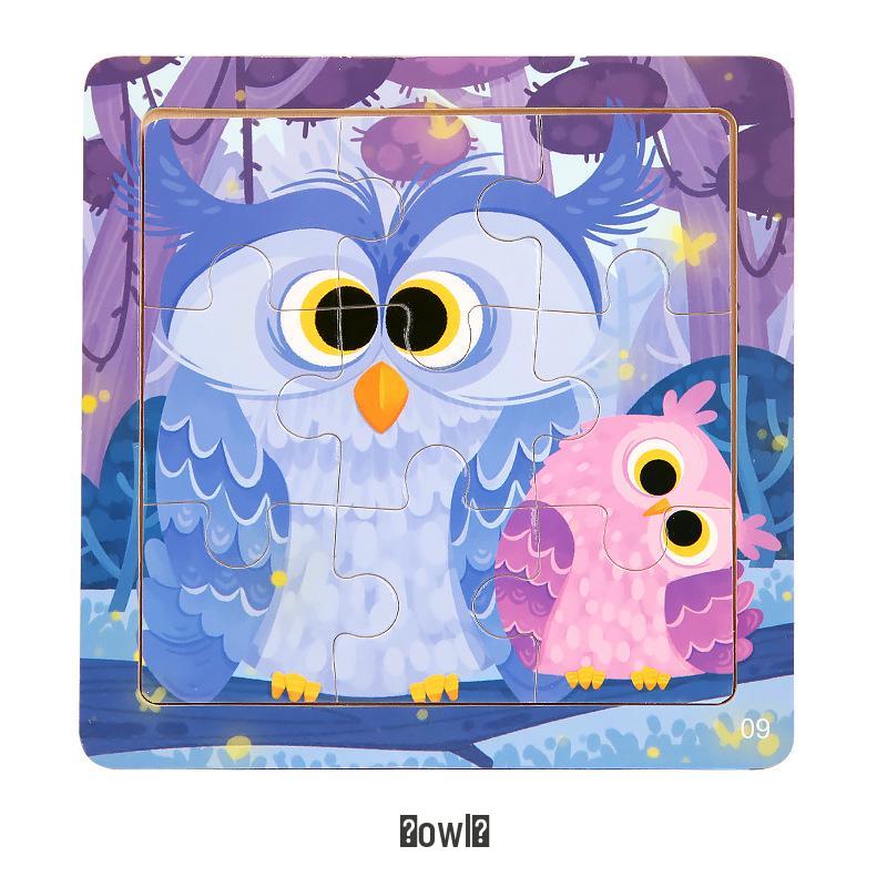 9-Piece Wooden Cartoon Animal & Vehicle Jigsaw Puzzles for Kids, Ages 3-7