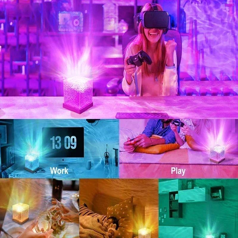 Ozeanwellen-Projektorlicht, 16 Farben, Mitternachts-Aura, Aurora-Glühlampe, für Zuhause, Büro, Bar, Restaurant, Unterwasser-Projektor, Nachtlicht