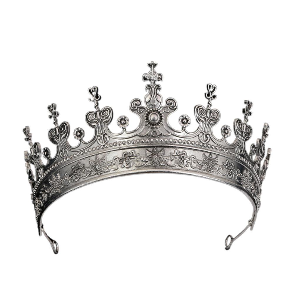 Cosplay Vintage Male Crown Exaggerated Prince Crown Hair Hoop Headpiece Medieval King Crown  Party серебряный