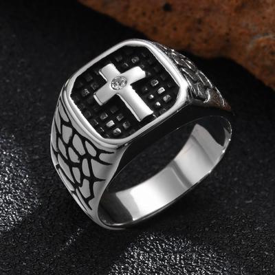 Bagues chevalières Vnox Croix Audacieuse pour Hommes, Anneau de Doigt Sceau Protecteur de Foi Guerrier Fissuré pour Hommes, Bijoux Vikings Vintage