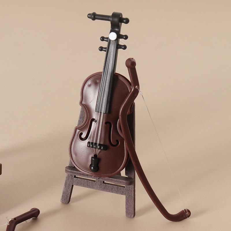 Miniature Dollhouse Christmas Violin Stand Model Prop