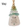 Lightweight Christmas Decorations Sea Glass Tree Ornament, Seaglass Art Hanging Decor with Starfish Charm, Holiday Keepsake Decoration Peace Love Joy