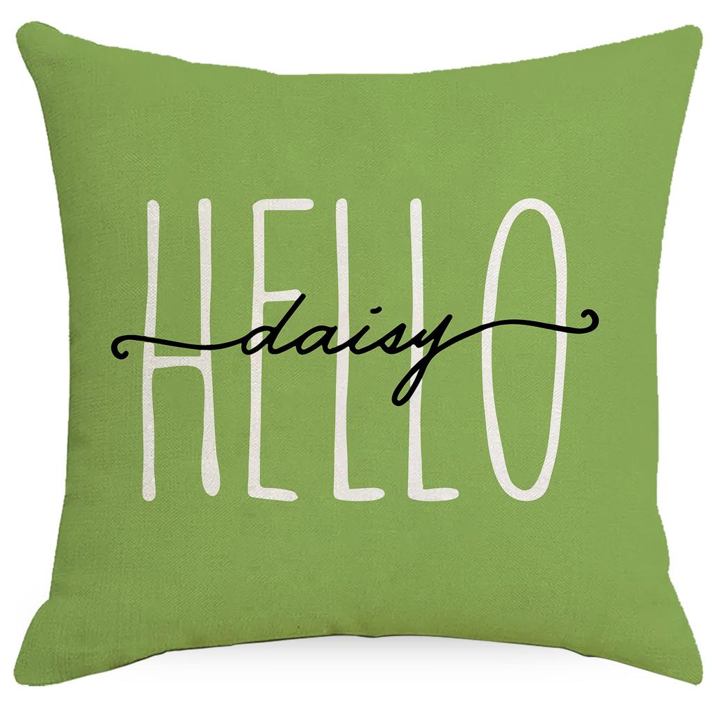 New Spring and Summer Pillowcase Plant Flower Green Printed Linen Pillow Home Cushion Cover