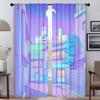 Blackout Curtain for Room 2 Panel City Pop Partition Curtains for Bedroom Home Interior Curtains Halloween Decoration Shades