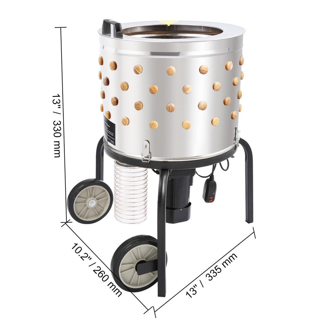 SucceBuy Chicken Plucker Machine 20inch Diameter Stainless Steel Drum 108 Soft Fingers 500W Poultry Plucking Debris Collection