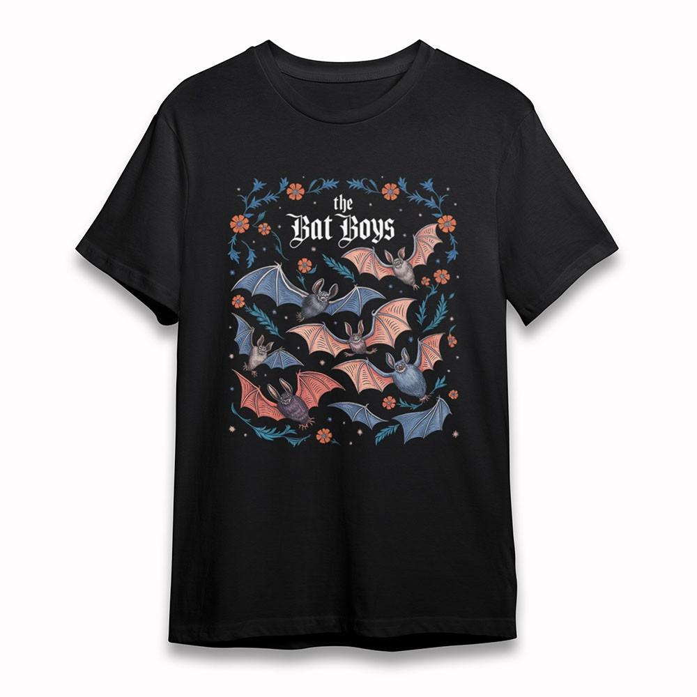 

Men s Comfy T-Shirt Bat Boys Floral Wing Design Tee Black Cotton Short Oversize 2XL