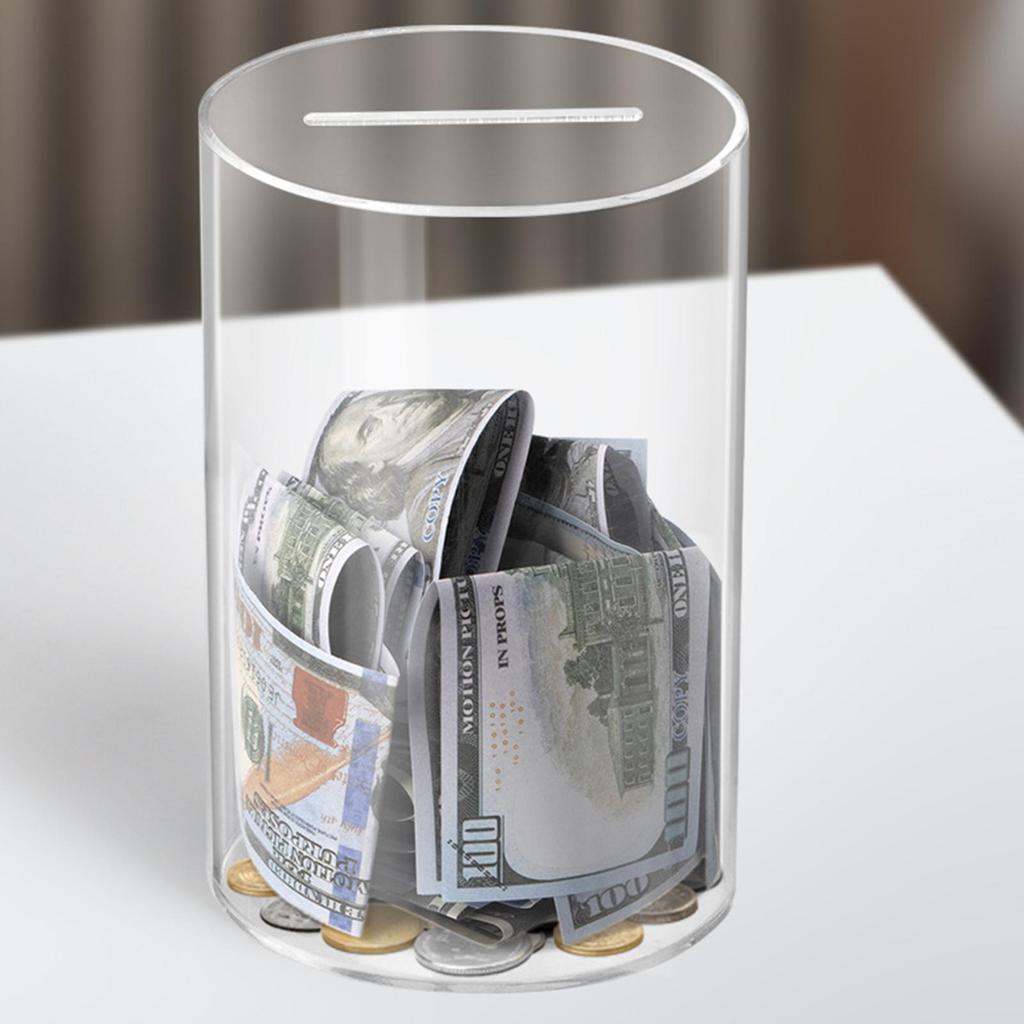 Modern Acrylic Money Jar Piggy Bank Child-Safe Unopenable Design Transparent Coin Savings Container Home Decor Desk Organizer