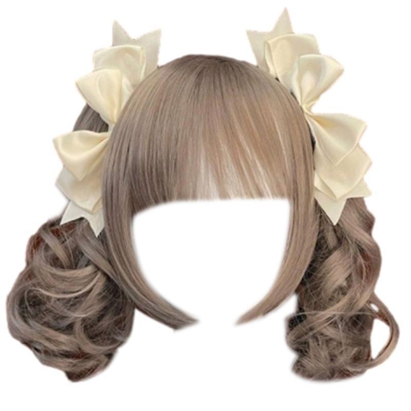 A52E 1 Pair Hair Clip with 3D Bowknot Ribbon Hairpin Hairpin Female Maid Cosplay Fashionable and Unique Hair Accessories 2