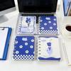 2Pcs Blue Rose Flower Pattern Cartoon A7 Coil Book Pocket Mini Notebook Diary Portable Office Notepad Daily Weekly Planner School Supplies Holiday Gi