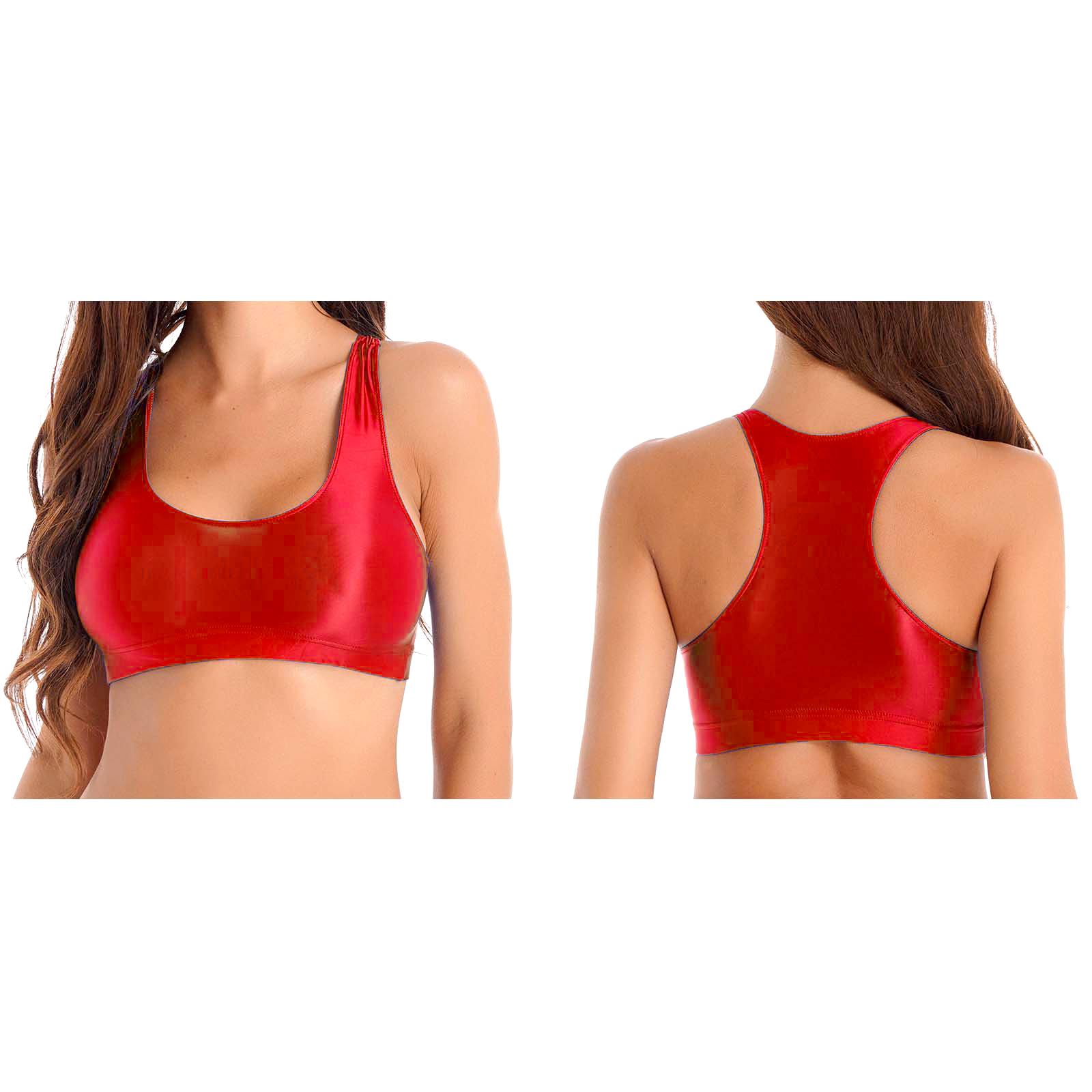 

Жіноча глянцева безрукавка без рукавів з круглим вирізом без рукавів для спорту, фітнесу, йоги XL червоний