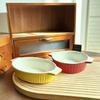 Creative Color Striped Binaural Baking Pan Household Ceramic Microwave Oven Baking Pan Cheese Baked Rice Pan