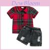 Jungen Mädchen Sommer Kinder kariertes Hemd und Shorts Set im Freizeitstil für Kleinkinder