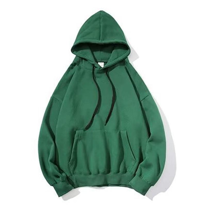 Autumn and Winter Women's Casual Solid Color Hooded Pocket Long Sleeve Pullover Sweatshirt Loose and Plush Thick Long Sleeved Top