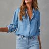 Στιβαρά Καθημερινά Φαρδιά Τζιν Πουκάμισα για Γυναίκες Φθινόπωρο Vintage Γυναικεία Υπερμεγέθη Πουκάμισα και Μπλούζες Μόδα Νεανικά Γυναικεία Τοπ