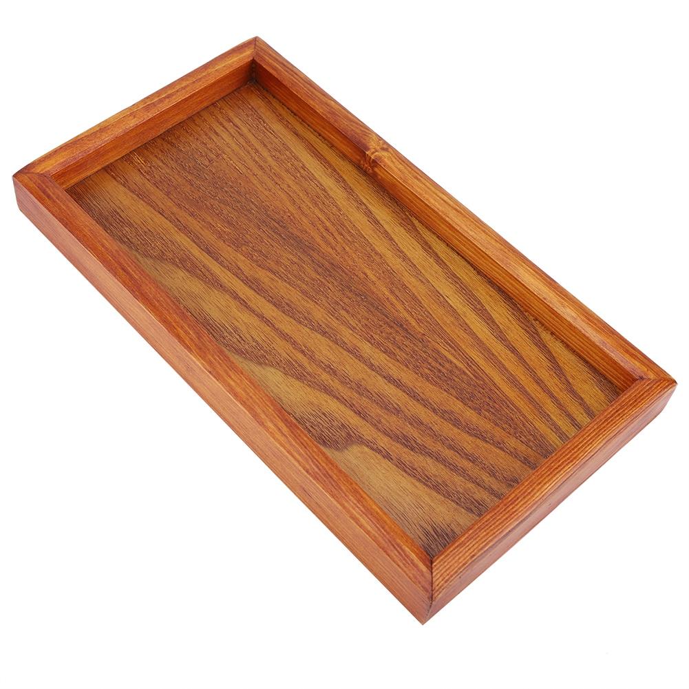 Rectangle Wooden Tea Tray Serving Table Plate Snacks Food Storage Dish for Hotel Home
