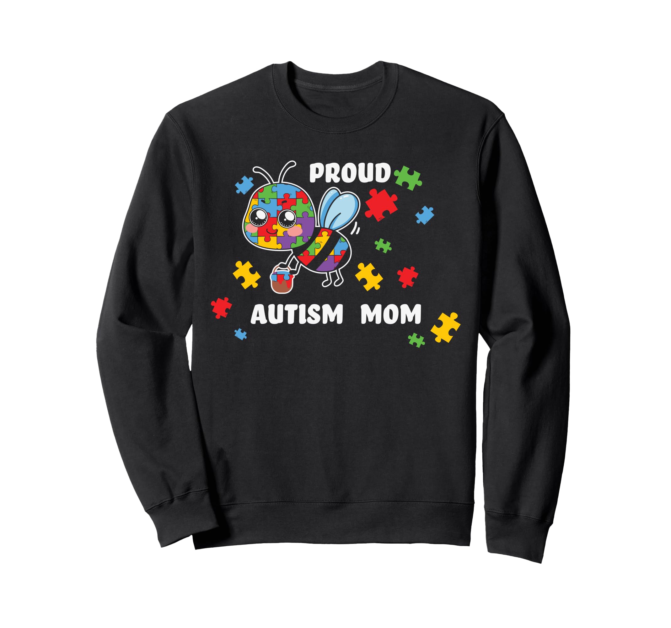 

Pride Autism Awareness Women s – Proud Autism Mommy Bee Puzzle Sweatshirt