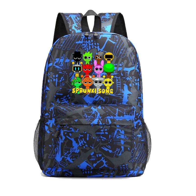 Rhythm Box Sprunki Cartoon Game Printed Backpack Student Bag Canvas Bag Children Cartoon