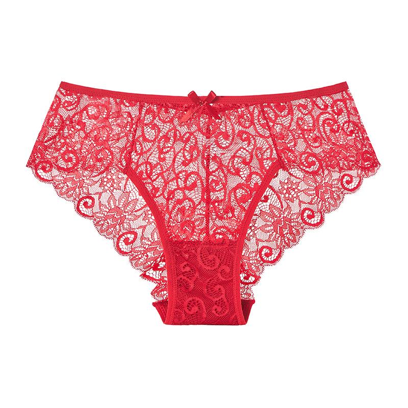 

Women Sexy Lace Panties Sexy Floral Lace Trim Panties Sexy Briefs for Women Underewear M червоний
