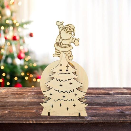 Wooden Rocking Santa Decoration Handcrafted Christmas Figurine for Windowsill Tabletop Festive Home And Shop Decor