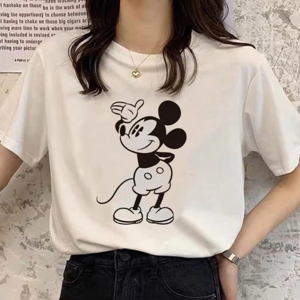 Retro Cartoon Womens Tshirt Mickey Mouse Harajuku Cotton Tshirt Fashion Womens Shirt Summer Top Short Sleeve Shirt