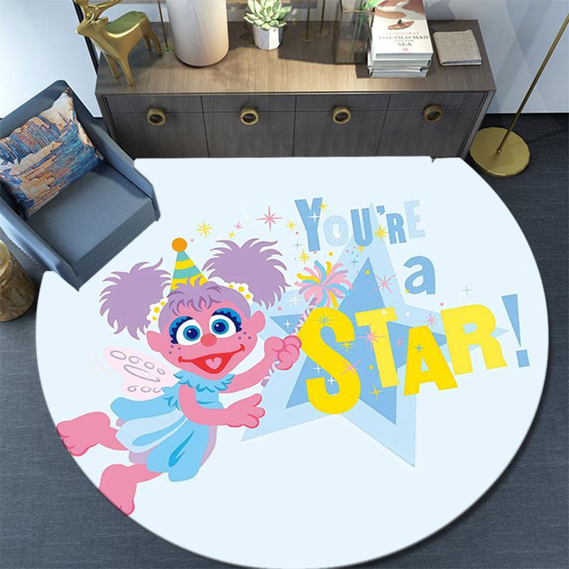 Sesame Street,Round Area Rug,Carpet Rug for Living Room Bedroom Sofa Playroom Decor,Non-slip Floor Mat