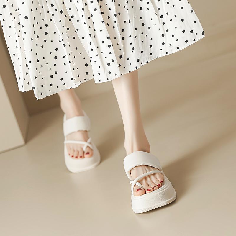 Platform Sandals Women's Summer New Cross-strapped Toe Slippers Outdoor Versatile Soft Cotton Not Tired Foot Flip-flops Women