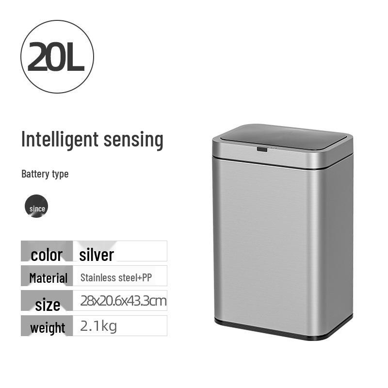 Large Capacity High-Legged Smart Sensor Trash Can with Lid for Kitchen, Bathroom, and Office