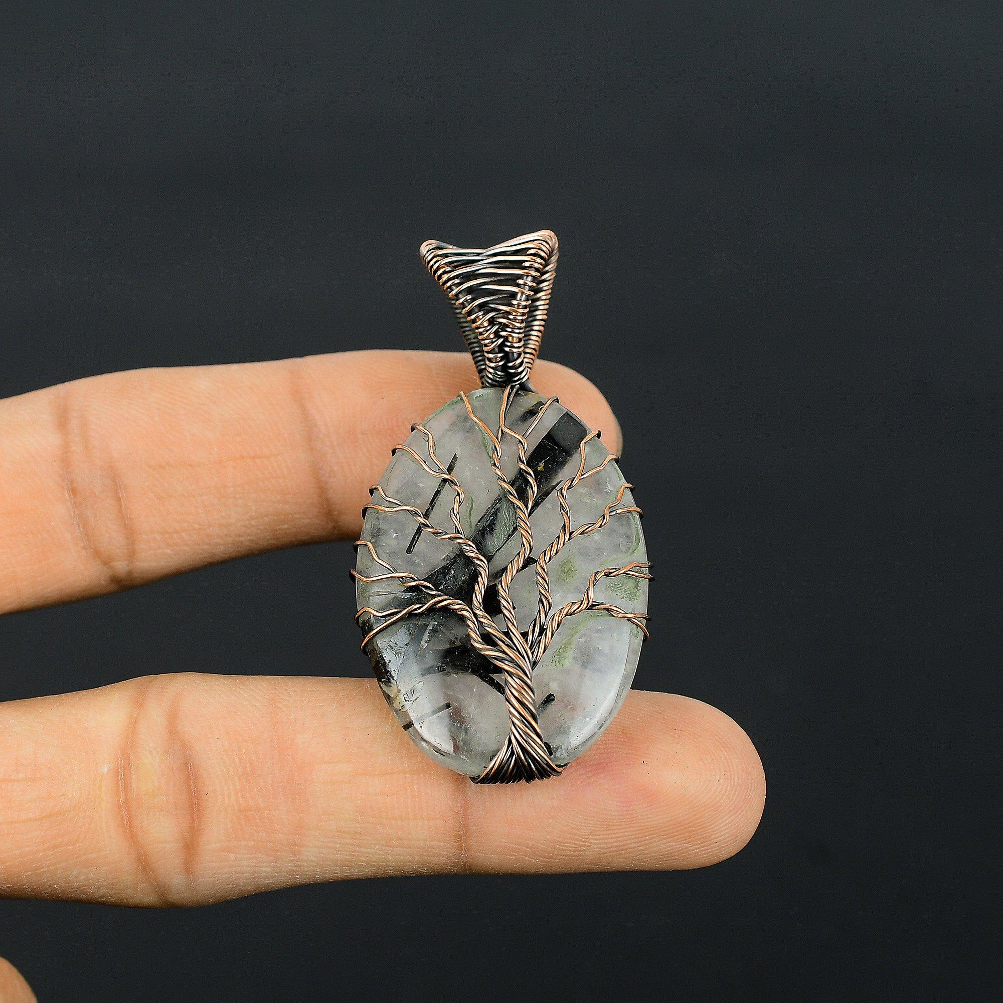 

Black Rutile 999 Copper Wire Wrapped Pendant, Handmade Gemstone Pendant Jewelry, Gifts For Wife Brand New Pendant 2.55 Inches