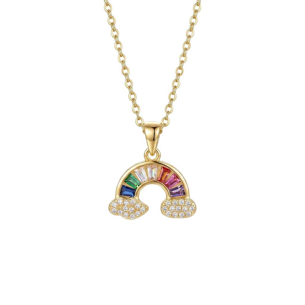 Women's Titanium Rainbow Cloud Pendant Necklace: Sweet, Colorful, Luxury Design