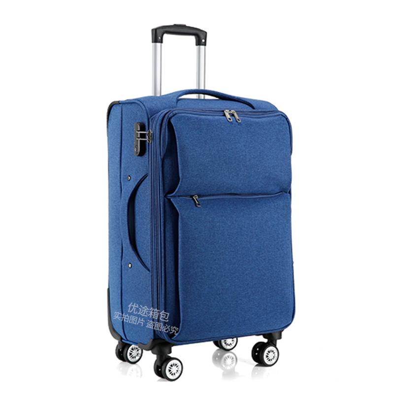 20-Inch Oxford Cloth Trolley Case with Universal Wheels, Leather Suitcase, Password Lock, Carry-On Luggage for Men and Women