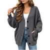 Womens Knit Cardigan 2026 Fall Loose Fit V Neck Single Breasted Sweater CasualPreppy StyleWomens Preppy Style