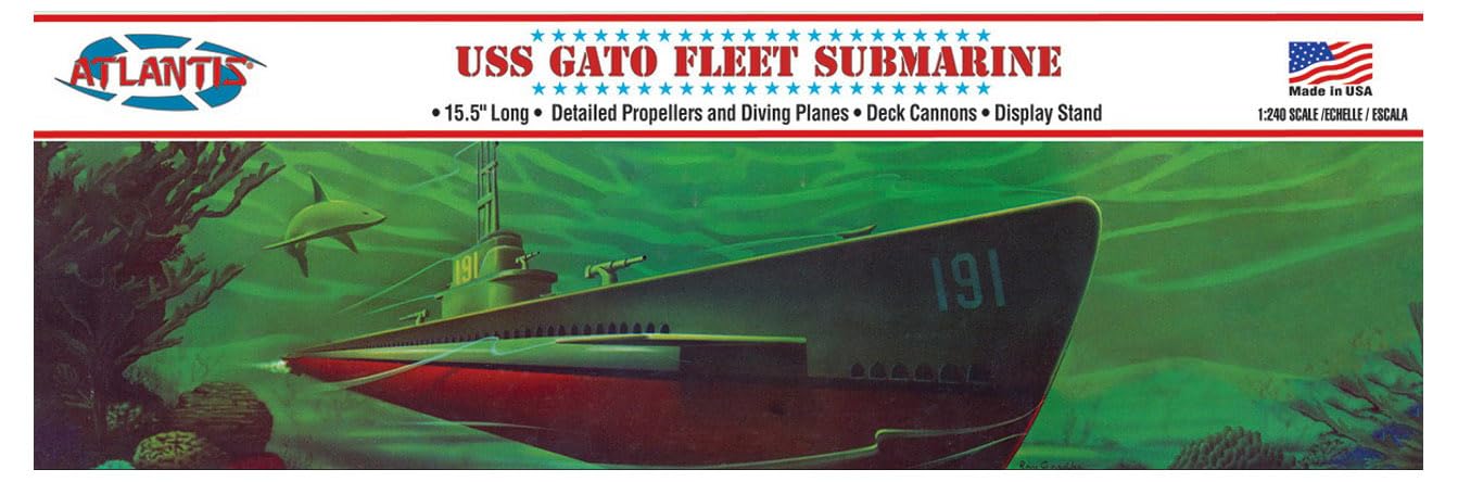 

Atlantis Models WWII Navy Submarine Plastic Model ATLAMCL743 1/240 U.S. Gato-class