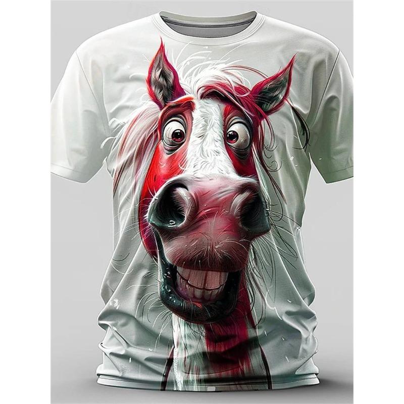Mode Tier Pferd 3D Druck T-Shirt Für Männer Frauen Lässig Kurzarm T-Shirt Kinder Streetwear Lustiges Grafik-T-Shirt Oberteile