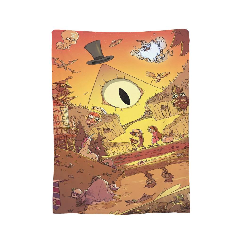 Gravitys Falls Fleece Throw Blanket Bill Cipher Mystery Blankets for Bedding Couch Lightweight Thin Plush Thin Quilt,