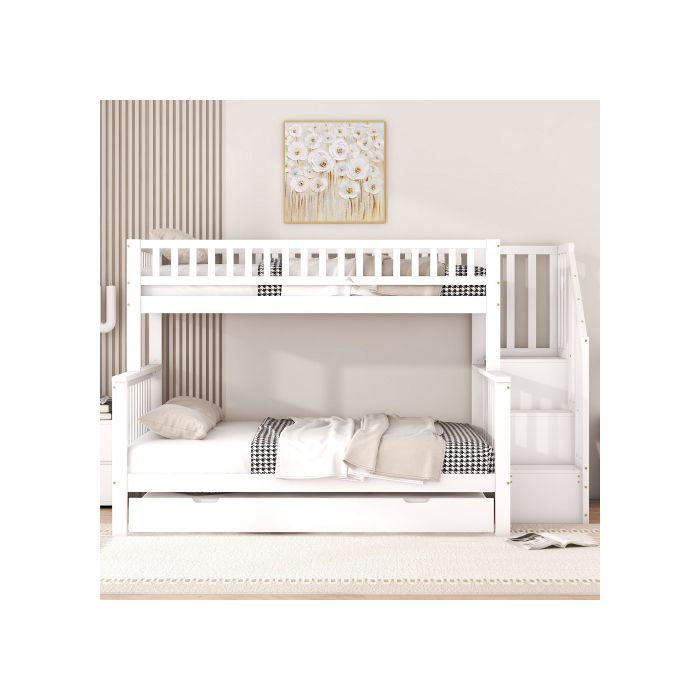 Paturi suprapuse - MUVOE - 90x200 cm și 140x200 cm - Lemn masiv - Design contemporan - 4 locuri