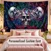 Craniu Gotic (342) Tapiserie de perete tematică personalizată cu text cu nume, Tapiserie suspendată personalizată pentru decorarea dormitorului, sufrageriei