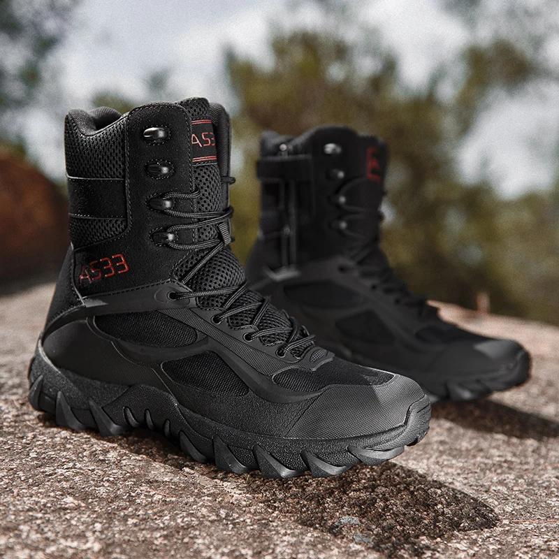 Men Tactical Boots Army Boots Mens Desert Waterproof Work Safety Shoes Climbing Hiking Shoes Ankle Men Outdoor Boots