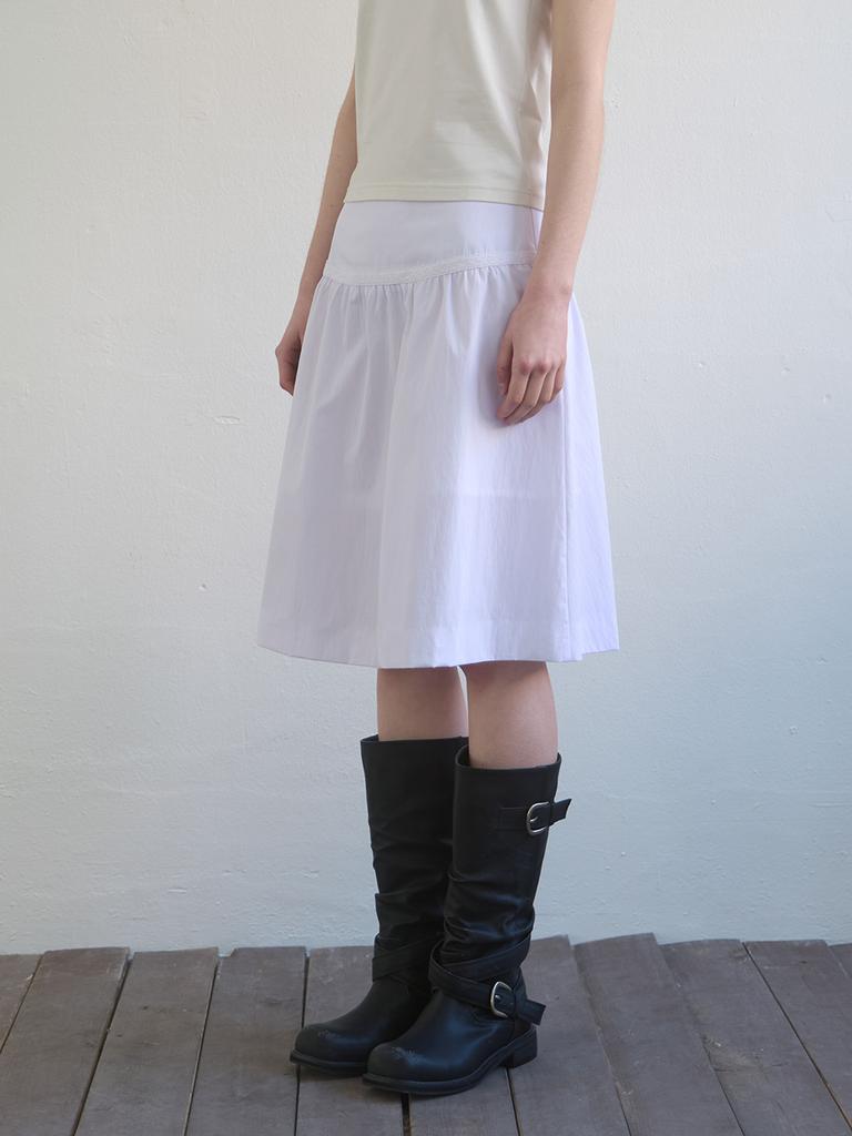 Gijun Shirring Midi Skirt White