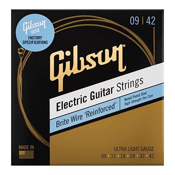 Gibson/SEG-BWR9 Brite Wire Reinforced Electric Guitar Strings Ultra-Light (.09-.042) Gibson Electric Guitar Strings