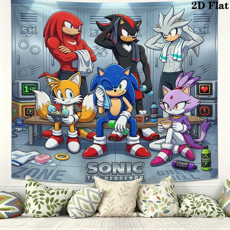 Sonic Hedgehog Wall Tapestry Aesthetic Wall Hanging Printed Fabric Blanket Decorative Tapestries For Bedroom Living Room Home Decor