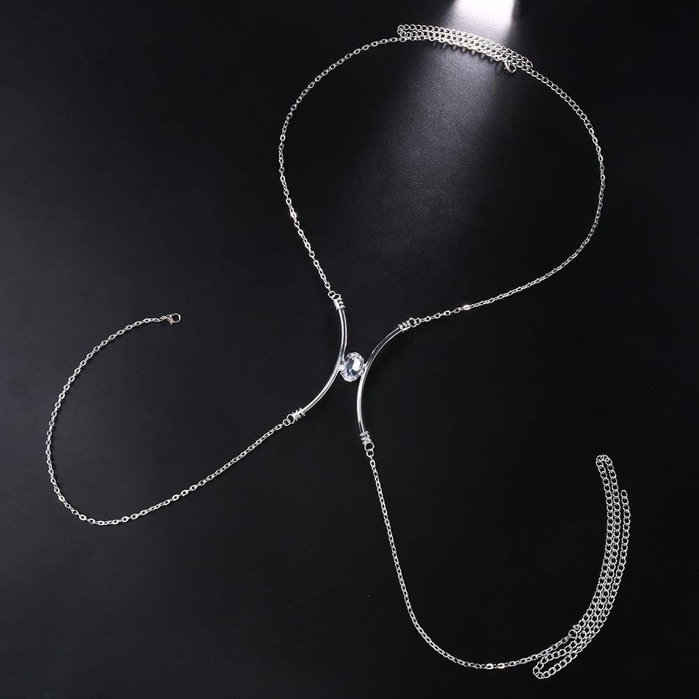 

Простые круглые стразы на груди, бюстгальтер, украшения для женщин, бикини, рейв, аксессуары, хрустальная цепочка для тела, украшения для платья Silver