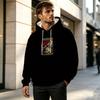 Men's Scarlet Bloom Collection 2D Graphic Hoodie, Breathable Comfy Anime Style Sweatshirt for Daily Casual & Outdoor Wear