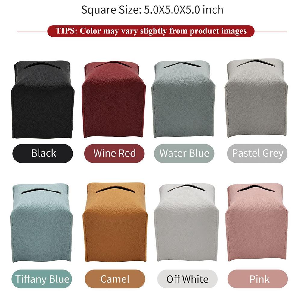 Čtvercový dekorativní držák na papírové kapesníky z PU kůže Moderní pouzdro na kapesníky Organizér/Dávkovač na obličejové papírové kapesníky do koupelny 5X5X5''