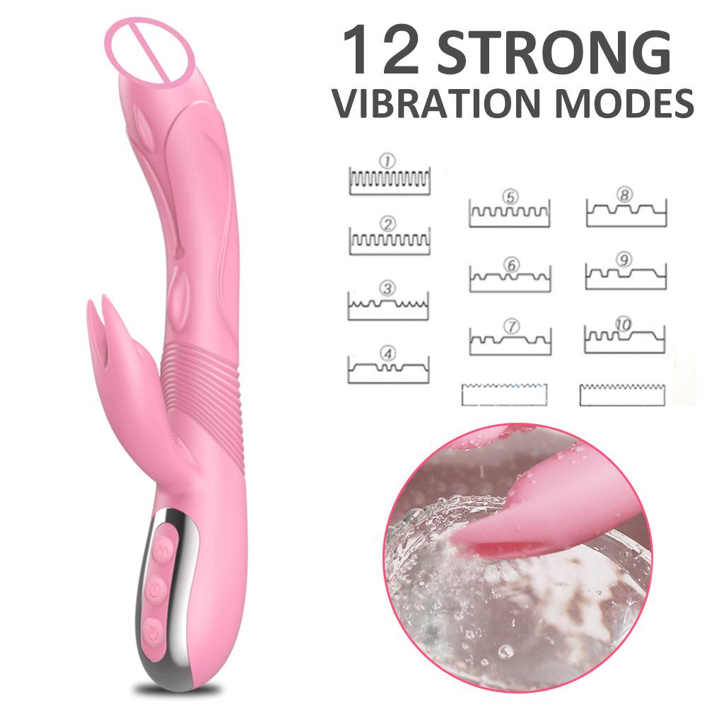 Rechargeable Tongue-Licking Vibrator - 12 Modes, Heating & Thrusting, Silicone G-Spot Stimulator for Orgasm & Pleasure