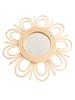 Rattan Bohemian Hanging Wall Mirror with Glass Center for Living Room Bedroom Decorative Sunburst Round Art Piece