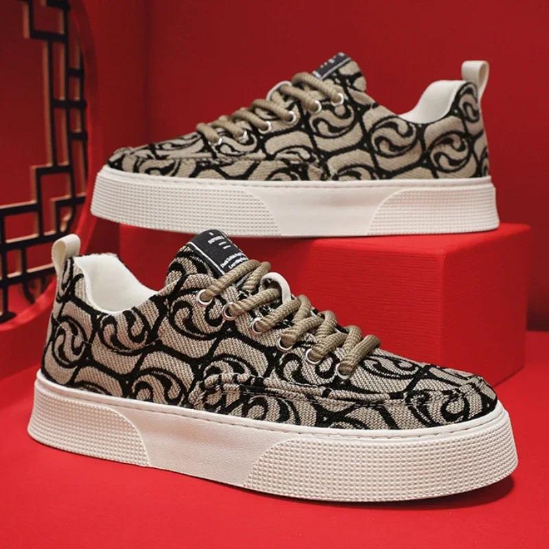 Herren Freizeitschuhe Designer Bedruckt Stickerei Herren Vulkanisierte Schuhe Canvas Rutschfest Abriebfest Belüftung Herren Sportschuhe
