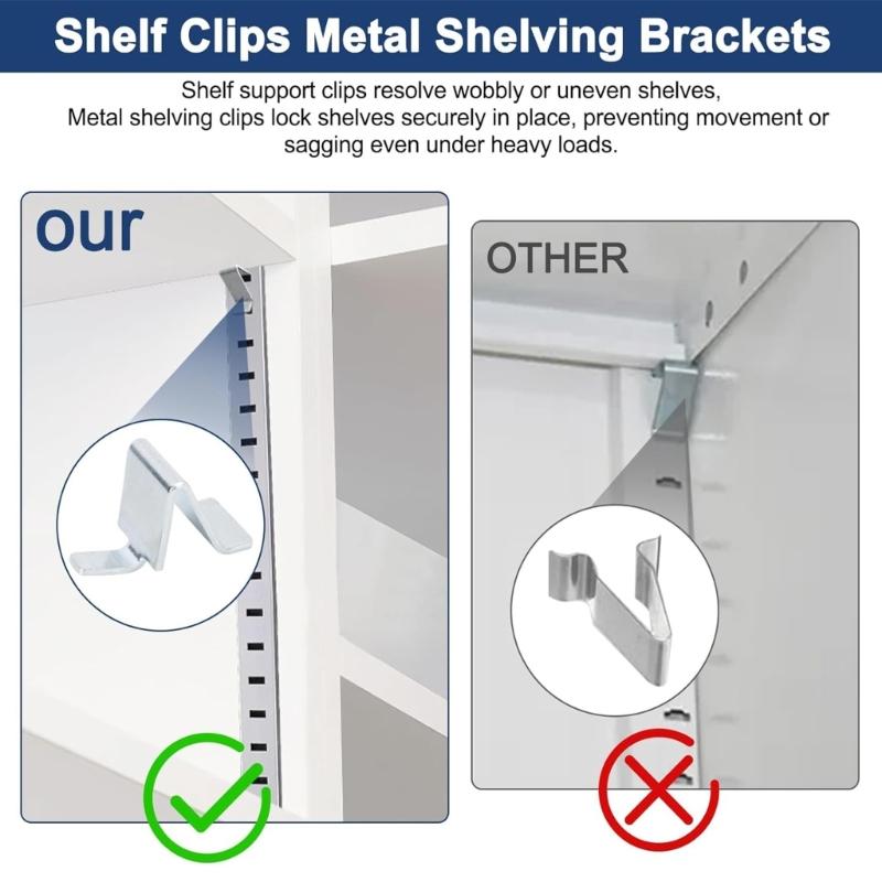 Heavy Duty Shelf Clip Set of 10 Steel Corrosion Resistant for Fixing Wobbly Shelves In Adjustable Racking Systems